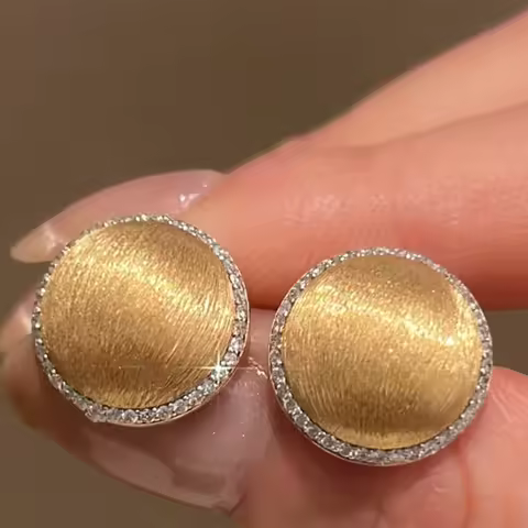 Classic wire drawing craftsmanship earrings for women sparkling round luxury earings stud charming b