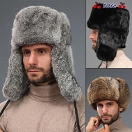 TOSE Fur Bomber Hat, Winter Warm Thickened Faux Rabbit Fur Hat,  Windproof Soft Ear Protection Winte