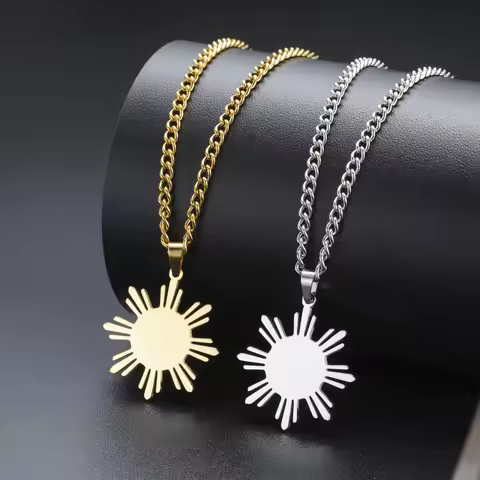 Sipuris Philippine Sun Pendant Necklace For Women Men Stainless Steel Flag of the Philippines Charm 