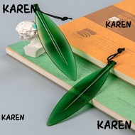 KAREN Willow Leaf Shape Letter Opener Tool, Green Plastic Letter Opener Bookmark, Portable Durable Pointed Tip Cut Paper Tool