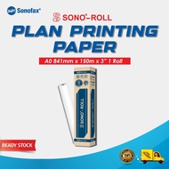 SONO-ROLL A0 Paper Roll/Plotter Paper/Plan Paper (841mm x 150m x 3" x 1 Roll)