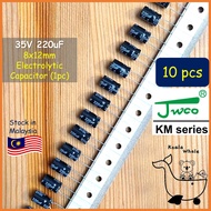 10PCS 35V 220uF 220UF Electrolytic Capacitor Kapasitor Elco 35V220UF 8x12mm