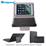 Universal Wireless Bluetooth Keyboard with Leather Case Stand Cover iPad 7 8 9 10 Inch Tablet for iOS Android Windows