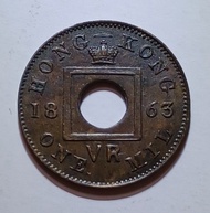 1863年(首發年) 香港一文 銅幣 HONG KONG ONE MIL