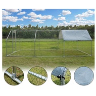 Reban Ayam Haiwan Ternakan Besar Besi Kuat Large Metal Chicken Coop Walk-in Poultry Cage Hen Run Hou
