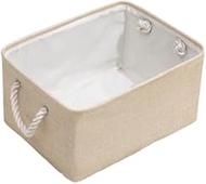 Laundry Box Organizer Foldable Fabric Storage Basket with Handle (Beige L: (41x31x20cm))