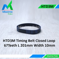 HTD3M Timing Belt L 201mm 67 teeth Close loop Width 10mm HTD 3M 201 mm