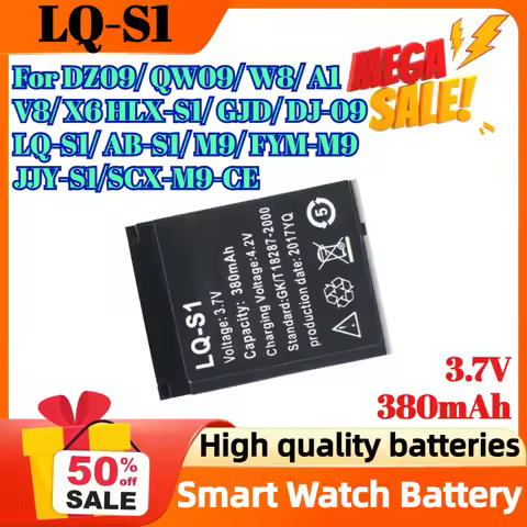 LQ-S1 3.7V 380mAh For Smart Watch QW09 DZ09 W8 GTF Smart Watch Battery GTF Durable lithium Rechargea