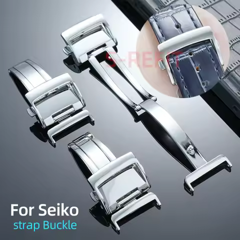 18mm polished watch clasp Replace for SEIKO Premier Stainless Steel Spring Deployant Butterfly Buckl