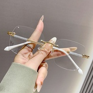 Photochromic Anti Blue Light Eyeglasses Frameless Eyeglasses Retro High-end Eyeglasses