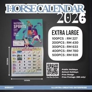 Kalendar Kuda Horse Calendar/ Wall Calendar Extra Large 2026 (minima 50pcs) available lunar version 
