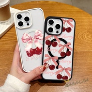 Untuk iphone 16 Sarung Telefon 11 12 13 14 15 Pro Max Casing Ceri & Pita Merah Muda xr xs Max 7 8 Pl