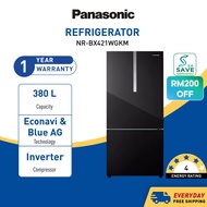 PANASONIC 2 Door Bottom Freezer Refrigerator Glass Door (422L) NR-BX421WGKM Inverter Peti Sejuk 冰箱