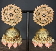[Ready Stock] DHWANI XTRA Large Stone & Kundan Bollywood Jhumka Earrings