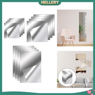 [HellerySG] 4x Square Wall Mirror Tiles Full Body Mirror Sticky Acrylic Frameless Mirror Wall Sticker for Door Home Gym Bathroom Bedroom