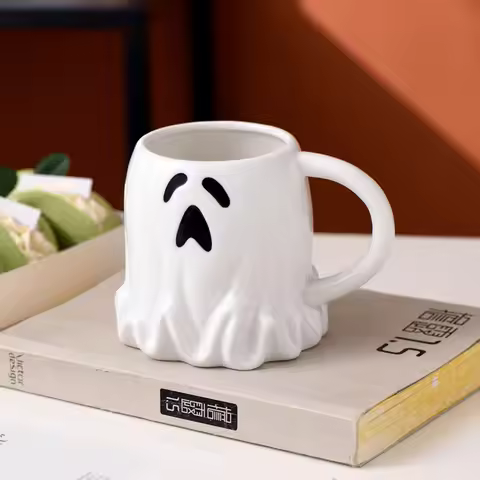 Creatively Funny Cartoon Elves Ghost Ceramic Mugs Coffee Mug Halloween Gifts Birthday Present Milk C
