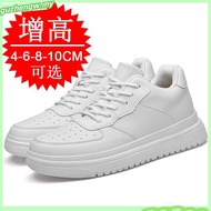 New Height Increasing Shoes for Men 10cm Invisible Elevator Sneakers White Leathe Sport Zapatillas D