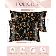 2 Pack Mulberry Silk Pillow Case for Hair and Skin 19 Momme Standard 26"x20" Mushroom Plants Silk Pi