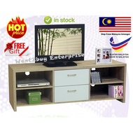 🇲🇾 🎁Ready Stock🎁 5 Feet Wooden Solid Tv Console Stand Rack Cabinet Kabinet With 2 Drawer Storage Rak