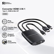 UGREEN 20484 3in1 Female To Mini Display Port DP Type C VGA Adapter 4K Ultra HD 60Hz HDMI Converter 