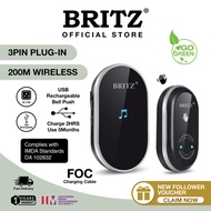 BRITZ Wireless Contactless Door Bell Set [K639AC] Assalamualaikum Melody Included [PLUG &amp; PLAY]