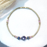 VIIART。心事-紫晶。紫水晶青金石草莓晶黃銅手環