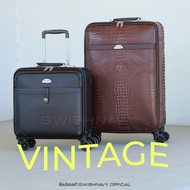 (มีขายที่เดียว) SWISHNAVY กระเป๋าเดินทางล้อลาก รุ่น Vintage ขนาด 16 20 24 นิ้ว วัสดุหนัง