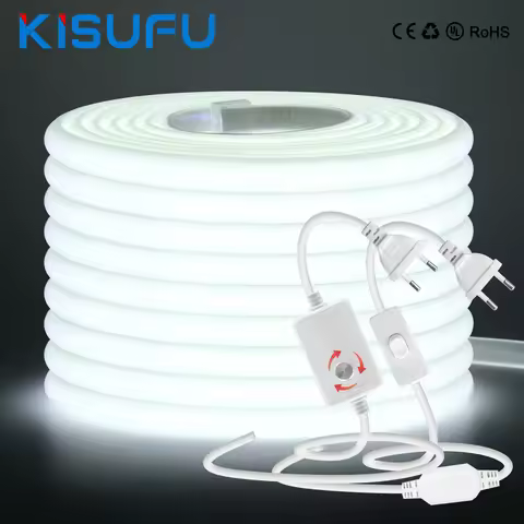 220V COB LED Strip Light With Switch/Dimmer Plug Super Bright 288LEDs/M IP65 3000K 4000K 6000K High