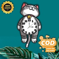 JK-1Cute Gemoy Cat Wall Clock Aesthetic Theme Children's Room Quarts | MAKAREL DECOR Jam Dinding Jam