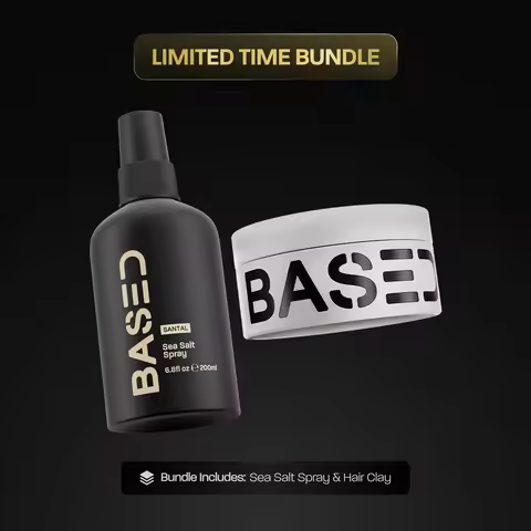 BASED Texture & Hold Duo Sea Salt Spray & Hair Clay Bundle - Non-Toxic Volumizing Spray with Kelp &