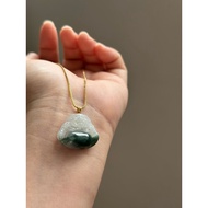 【森豆翡翠】18k金扣翡翠半山水佛公吊坠项链 750 Gold Jadeite Laighing Buddha Pendant Necklace