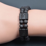 Fashion Black Wood Elastic Bracelet 木质手链 Gelang Tangan Kayu Hitam Lastik Hip hop Rock Punk Bob Marle