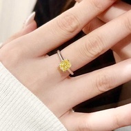 Xiancan Jewelry S925 Silver 1.25ct Pillow Shape Yellow Diamond Ring Square Simulation Diamond Ring F