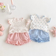 PAULANDPHOEBE - E277 Baby & Girl Pink Blue Flower Set | Baby Girl Outfit