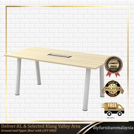 Rectangular Conference Office Table 6ft/8ft with Flipper Box  | Meja Mesyuarat | Meeting Table | Off