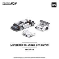 Pop Race 1/64 Mercedes Benz CLK-GTR Silver PR640158 Diecast Scale Model