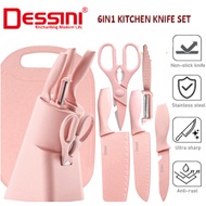 DESSINI 6-in-1 Kitchen Knife Set | Stainless Steel | With Chopping Board, Scissors & Peeler