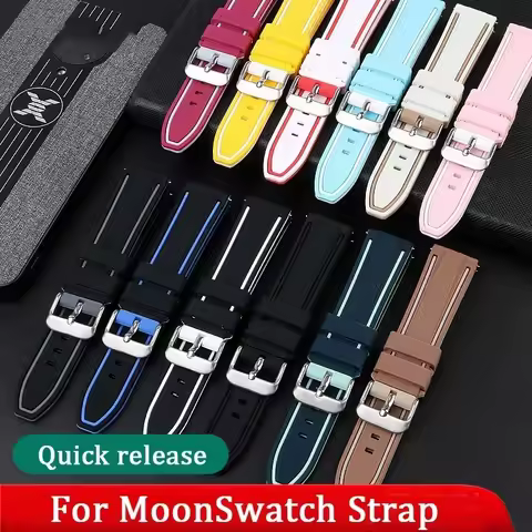 Advanced 20mm Soft Silicone Watch Band For Omega X Swatch Joint Moon Swatch Diving Waterproof Rubber