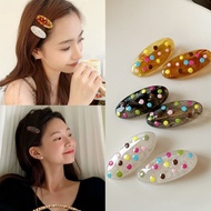 2025 Korean Version New Color Oil Drop Ellipse Polka Dot Hair Clip