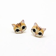 Big Eye Cat Stud Earrings | Minimalist Handmade Animal Jewelry