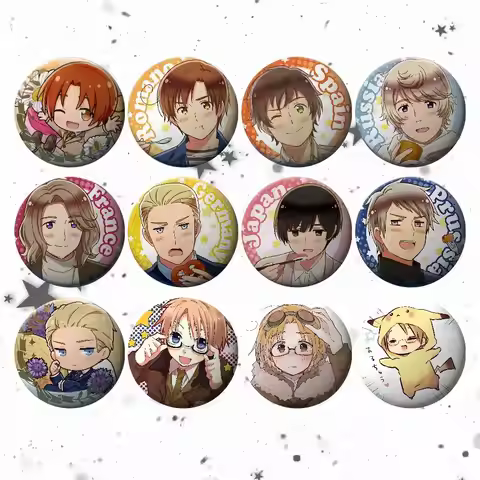 Anime Hetalia World Stars Brooch On Backpack Hat Badges Tinplate Soft Button Pin Brooch Metal Badge 