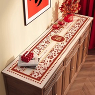 Red Festive Entrance Shoe Cabinet Table Mat Waterproof Oilproof Dining Side Cabinet Anti-Dirt Mat TV