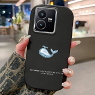 MERAH HP Phone Case For VIVO Y22 Y22s Case Silicone Phone Case Beautiful Pink Whale Pattern Beautifu