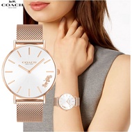 (Real Photo)Original Coach Womens Perry Rose Gold White Watch 14503126Jam Tangan Wanita
