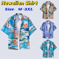 男士夏威夷衬衫Men Hawaii Women Beach T-shirt Hawaii Shirt Men Baju Hawaii Lelaki Bunga Pantai Retro Baju Hawaiian Shirt Men Floral Shirt Baju Floral Lelaki Kemeja Hawaii Lelaki