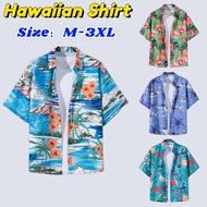 男士夏威夷衬衫Men Hawaii Women Beach T-shirt Hawaii Shirt Men Baju Hawaii Lelaki Bunga Pantai Retro Baju Ha