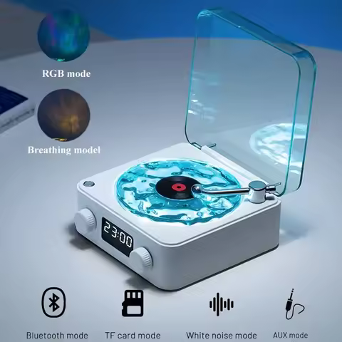 Waves Vinyl Player Bluetooth Speaker with White Noise Retro Turntable Speaker Sleep Aid Vitrola Shap