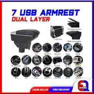 Car Arm Rest Armrest Kereta Console Box 2 Layers 7 USB Perodua Axia Myvi Alza Kelisa Wira Kenari Viv