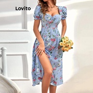 Lovito Elegant Floral Split Dress for Women LNL75375 Lovito Gaun Elegan Bunga dengan Belah untuk Wan