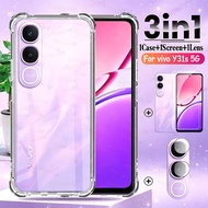 For vivo Y31s 5G 3IN1 Combo Set TPU Back Case Screen Glass And Camera Lens Anti Scratch Protector fo